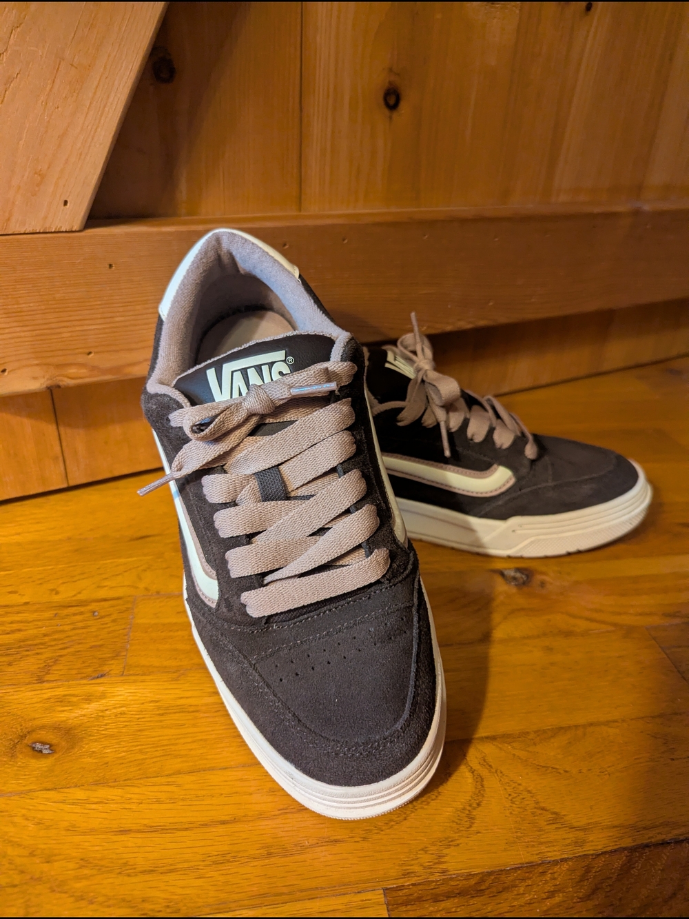 Vans Dark Brown Suede Low-Top Sneakers with Cream Stripe
